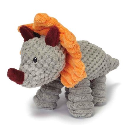 BUFFFUERTE Jurassic Cord Crew Triceratop Dog Toy, Gray - Small BU1667766